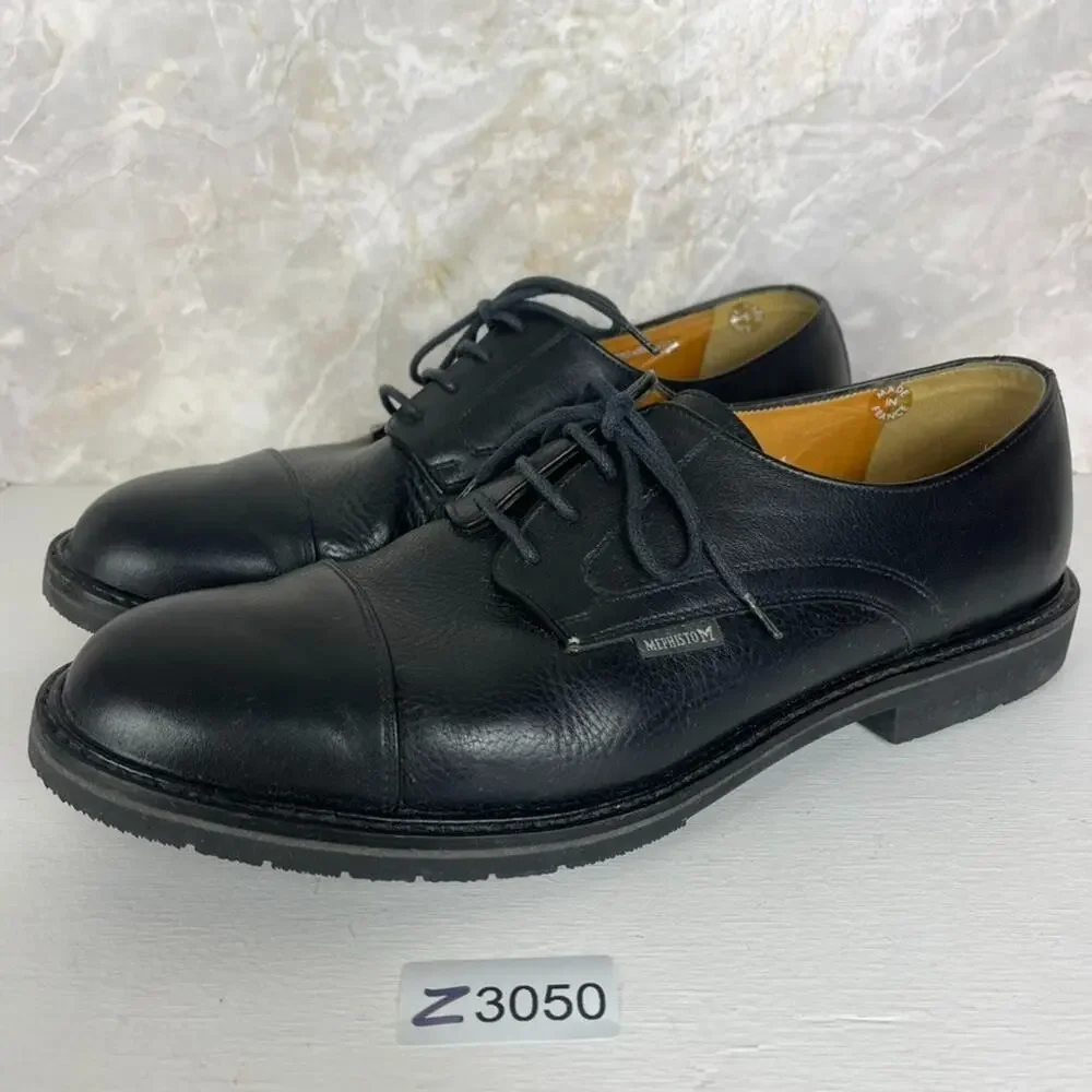 Mephisto Melchior Cap Toe Black Leather Air Relax Goodyear Welt Shoes US 14